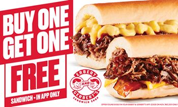 Get Two Sandwiches for the Price of One on November 3rd at Erbert & Gerbert’s