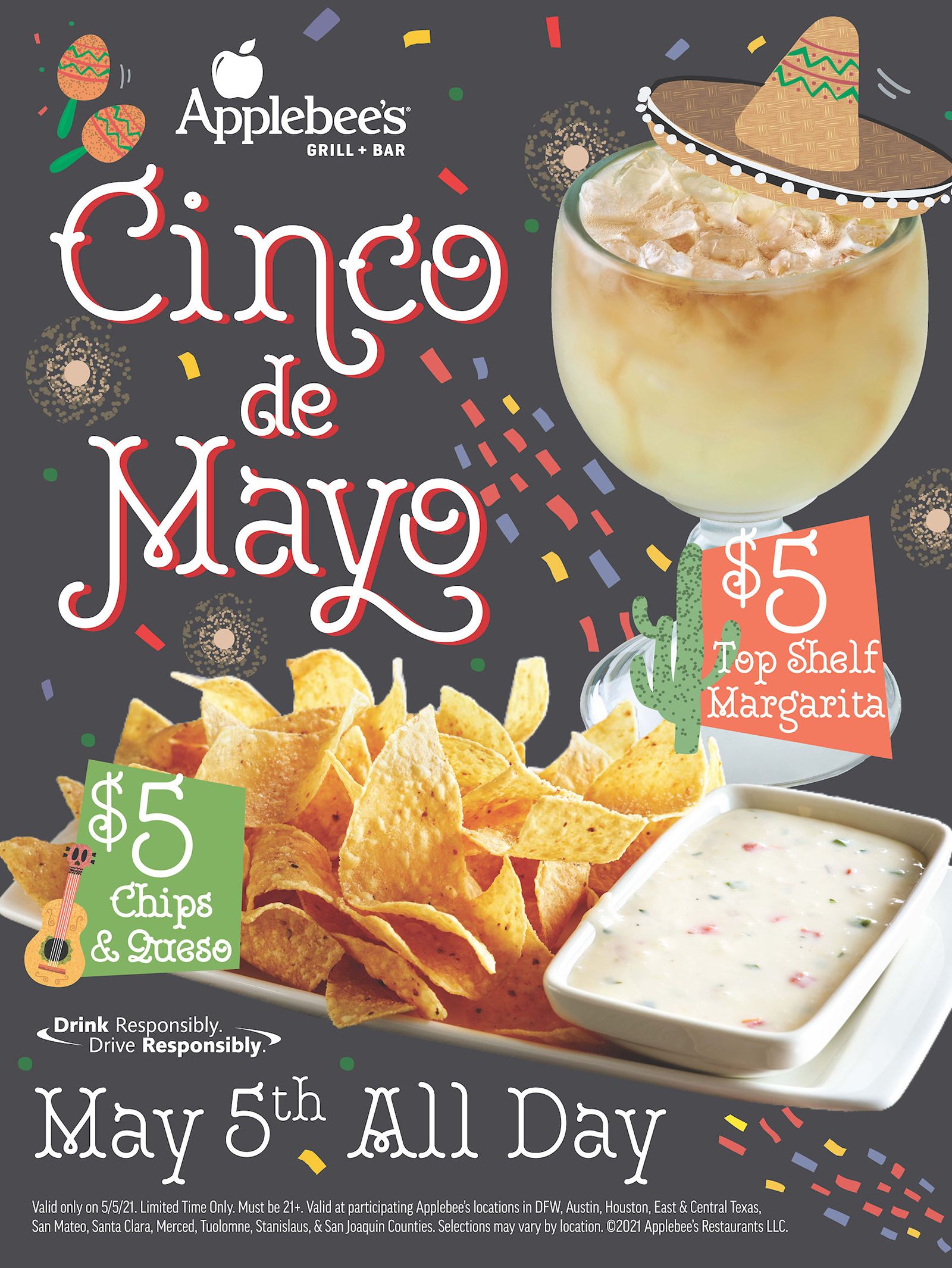 Applebee's Restaurants in the Dallas/Fort Worth Metroplex Will Feature the DOLLARITA - Margaritas for a Buck - for the Rest of May 2021