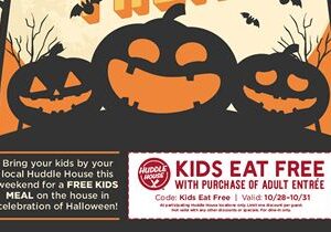Kids Eat Free October 28 – 31 at Huddle House