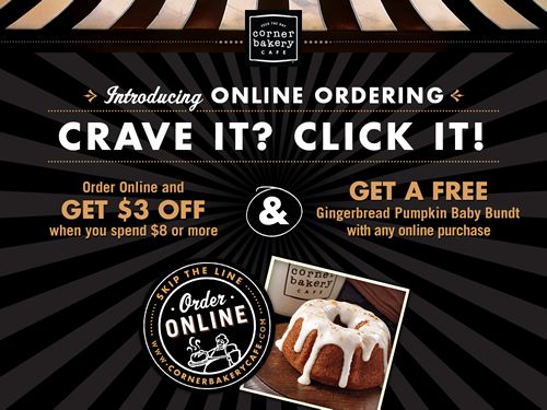 Corner Bakery Cafe Debuts New Online To-Go Ordering System, Offering $3 Off Online Orders of $8 or More