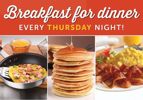 Ryan’s, HomeTown Buffet and Old Country Buffet Serve Dinner Sunny Side Up With Breakfast Favorites On Thursday Nights