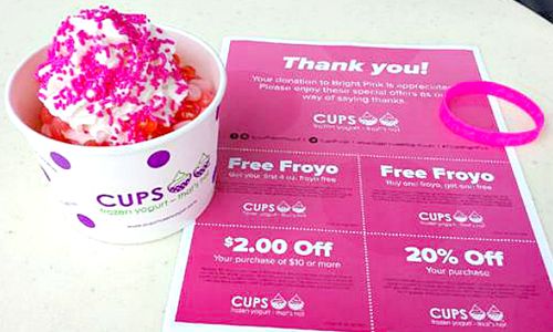 CUPS Frozen Yogurt – That’s Hot Raises $12,500 for Bright Pink as part of Breast Cancer Awareness Month