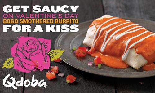 Get Saucy at Qdoba this Valentine’s Day and Share a Smooch for a Free Smothered Burrito