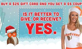 Hooters Spreads Holiday Cheer with Gift Card Bonus Offers