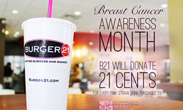 Burger 21 Goes Pink In October By Donating Portion Of Sales From Each Shake, Float & Fountain Drink Sold To Fight Breast Cancer