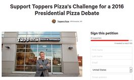 Toppers Pizza Challenges Corporate Pizza Chains to “Presidential Pizza Debate”