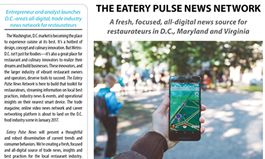 Eatery Pulse News Network Readies Millennial Anchor Competition, First Edition of Digital Magazine for Washington, D.C.-Area Restaurateurs