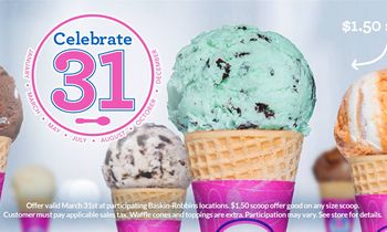 Baskin-Robbins is Springing into the Season with its “Celebrate 31” Promotion on March 31