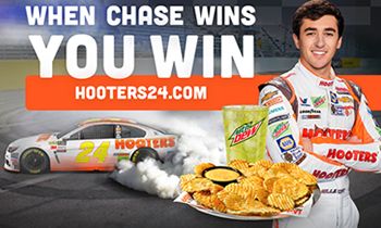 Hooters Rewards Racing Fans When Chase Elliott Lands in the Winner’s Circle