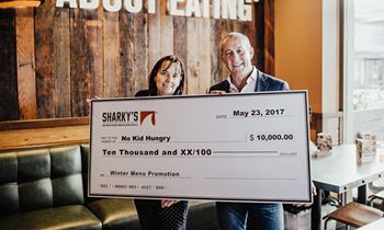 Sharky’s Woodfired Mexican Grill Raises $10,000 for No Kid Hungry Helping to End Childhood Hunger in America