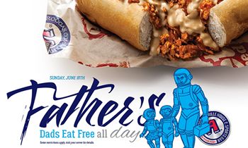Dads Eat Free at Arooga’s Grille House & Sports Bar on Father’s Day, Sunday June 18