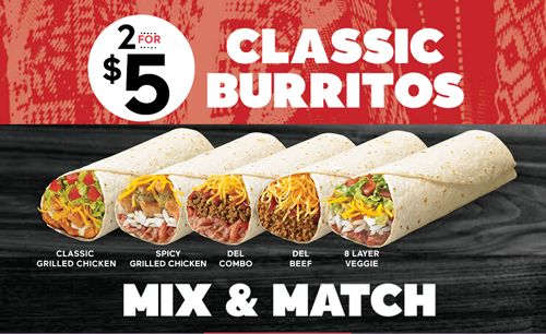 Del Taco Thinks Outside the Box with Its Two for Five Classic Burrito Deal
