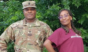 Army First Sergeant and Family, Sign with Crave Hot Dogs and BBQ!