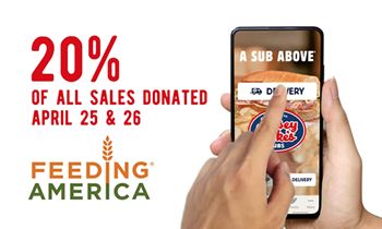 Jersey Mike’s Donates 20 Percent of Sales to Feeding America This Weekend