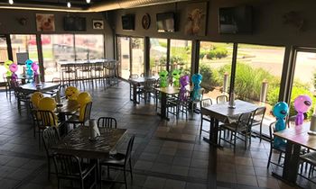 Aliens Supporting Social Distancing at Sharpshooter Pit & Grill All in Guests Delight