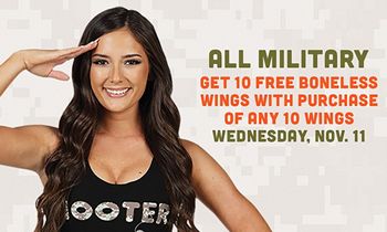 Hooters Honors Military on Veterans Day with “Buy 10, Get 10” Offer
