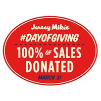 On Wednesday, March 31: Jersey Mike's Donates ALL Sales to Local Charities On Wednesday, March 31: Jersey Mike's Donates ALL Sales to Local Charities