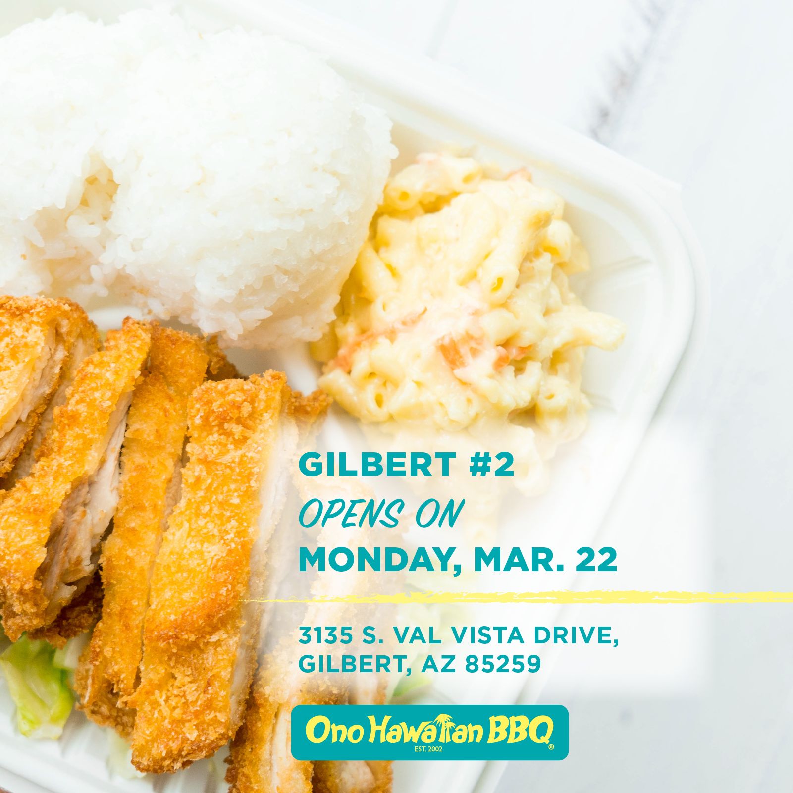 Ono Hawaiian BBQ Celebrates its 98th Store with the Opening of its Newest Ground-Up Location in Gilbert, AZ Ono Hawaiian BBQ Celebrates its 98th Store with the Opening of its Newest Ground-Up Location in Gilbert, AZ