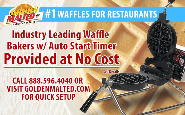 Waffle Irons Provided at No Cost - #1 Waffles for Restaurants - Only with Golden Malted Waffle Irons Provided at No Cost - #1 Waffles for Restaurants - Only with Golden Malted