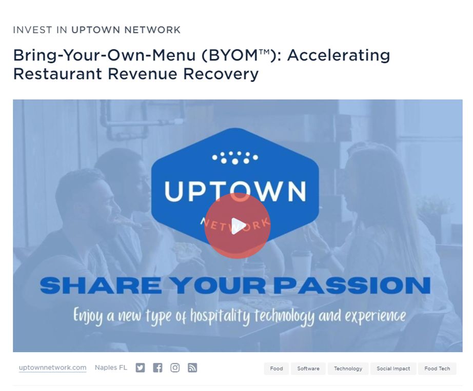 Hospitality Technology Innovator Uptown Network Launches Crowdfunding Campaign on Wefunder Hospitality Technology Innovator Uptown Network Launches Crowdfunding Campaign on Wefunder