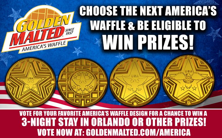 Choose the Next America's Waffle & Be Eligible to Win Prizes from Golden Malted - America's #1 Waffle