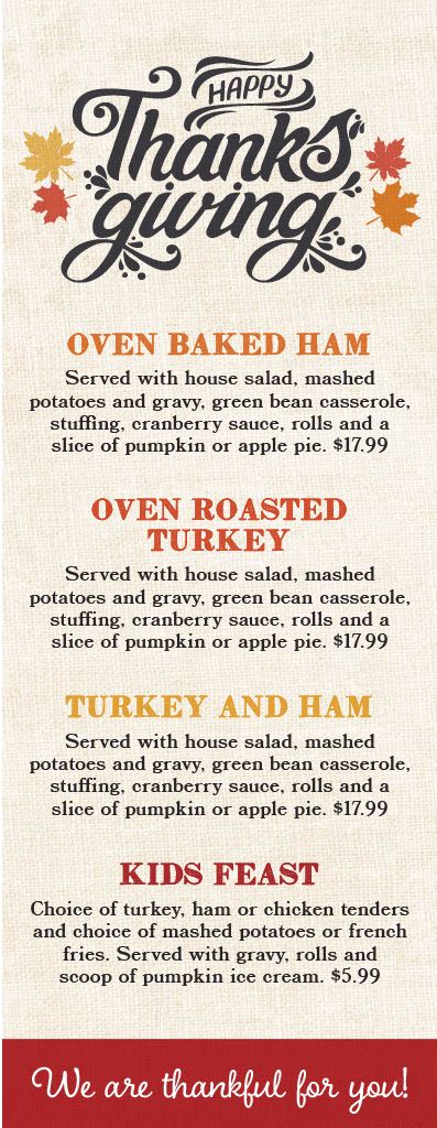 Kings Family Restaurants Thanksgiving Menu Kings Family Restaurants Are Open on Thanksgiving for Dine in and Carry Out