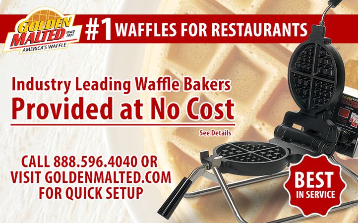 #1 Waffles for Restaurants - Waffle Irons Provided at No Cost with Golden Malted #1 Waffles for Restaurants - Waffle Irons Provided at No Cost with Golden Malted