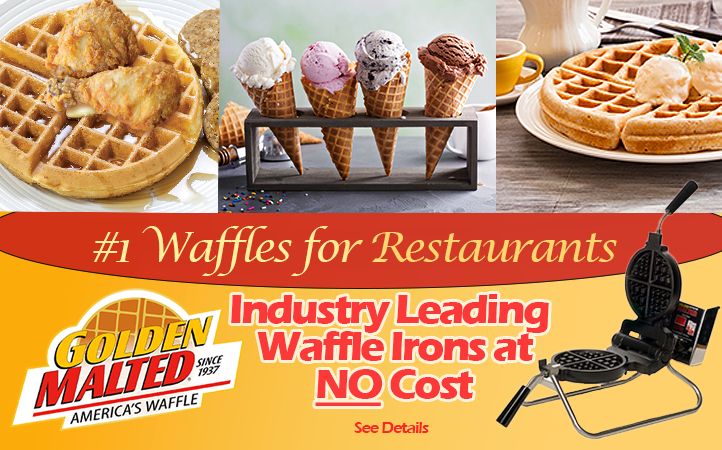 Waffle Irons Provided at No Cost with Golden Malted -  America's #1 Waffle