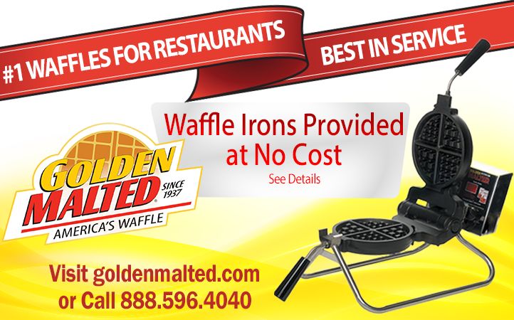 Waffle Irons Provided at No Cost with Golden Malted - America's #1 Waffle