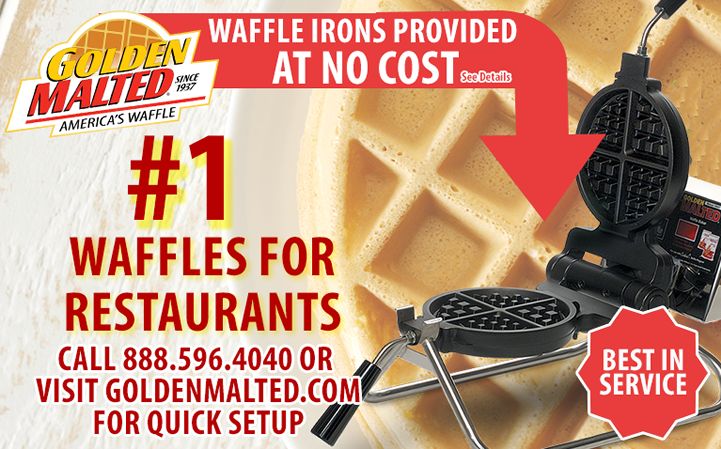 Waffle Irons Provided at No Cost with Golden Malted - #1 Restaurant Waffles