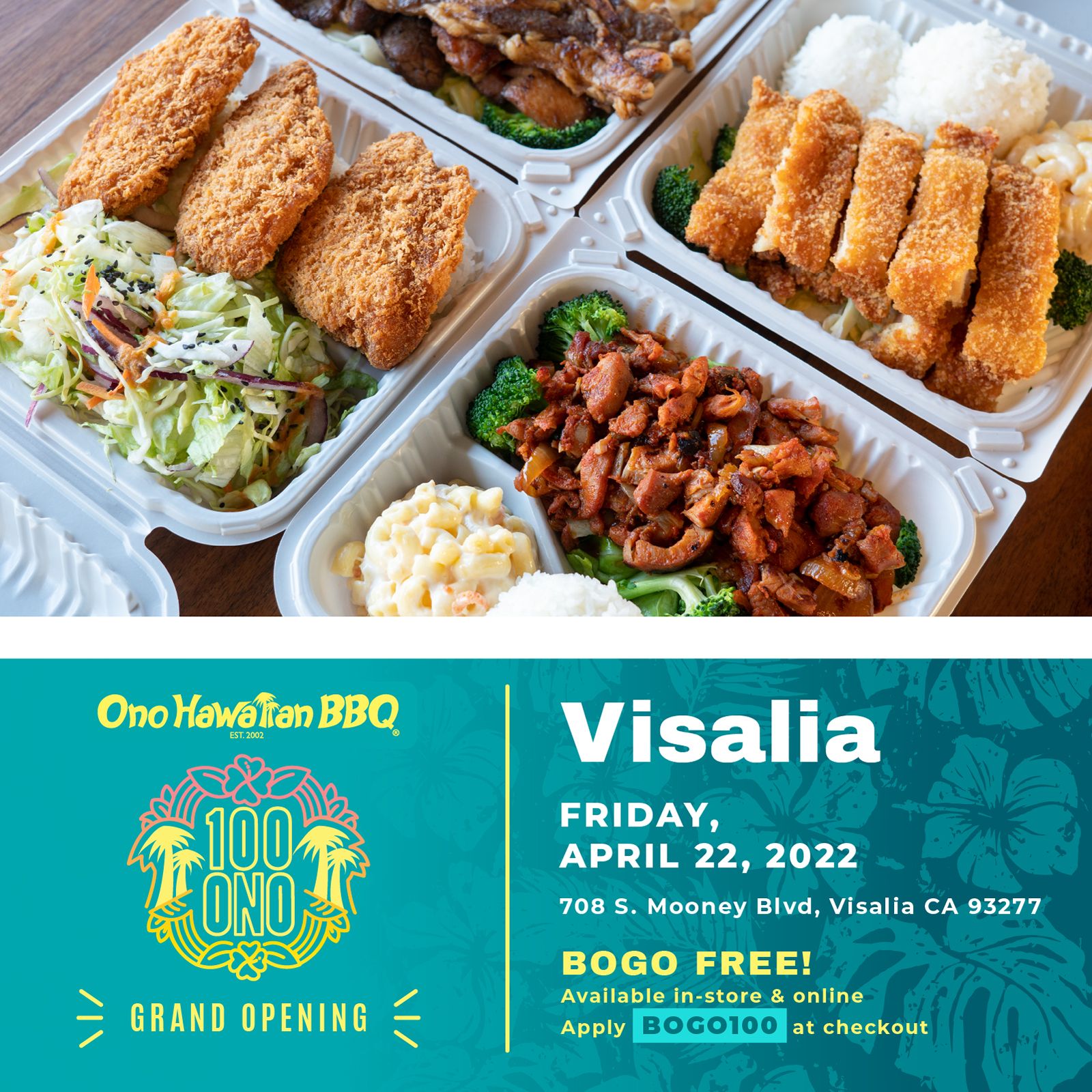 Ono Hawaiian BBQ Says "Aloha" to 100th Location in Visalia, California
