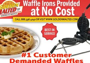 Waffle Irons Provided at No Cost with Golden Malted – America’s #1 Waffle