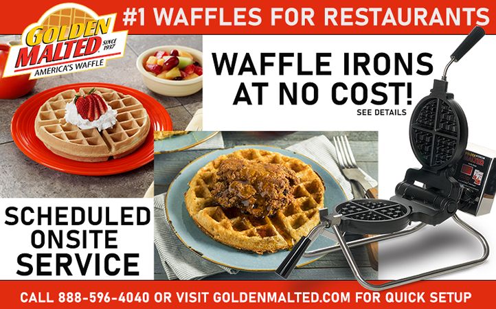 Add America's #1 Waffles to Your Menu - Waffle Irons & Service Provided at No Cost with Golden Malted Add America's #1 Waffles to Your Menu - Waffle Irons & Service Provided at No Cost with Golden Malted