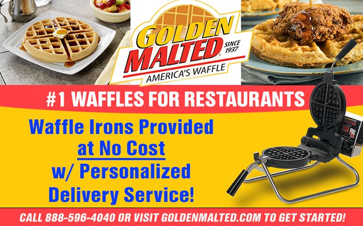 As Featured in More than 50,000 Restaurants - Golden Malted Provides Waffle Irons and Personalized Delivery Service at No Cost