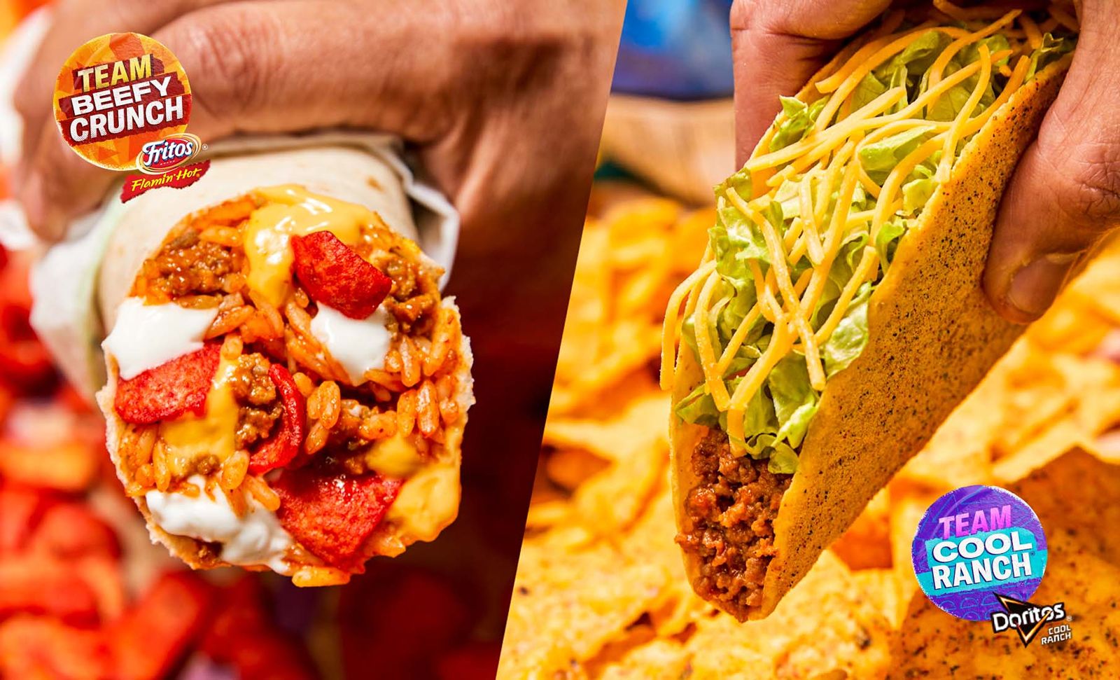 Taco Bell's Fan-Favorite Voting Is Back for Round Two With a Beefy Crunch Burrito vs. Cool Ranch Doritos Locos Tacos Matchup Taco Bell's Fan-Favorite Voting Is Back for Round Two With a Beefy Crunch Burrito vs. Cool Ranch Doritos Locos Tacos Matchup