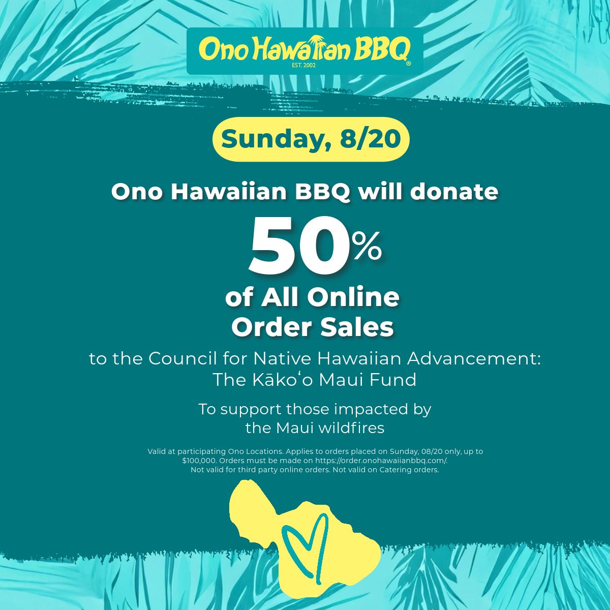 Ono Hawaiian BBQ Continues Commitment to Supporting the Hawaiian Community with Another Fundraising Initiative Ono Hawaiian BBQ Continues Commitment to Supporting the Hawaiian Community with Another Fundraising Initiative