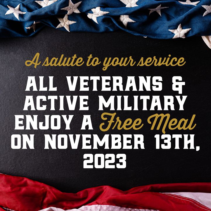 Claim Jumper Steakhouse & Bar Will Be Celebrating Veterans Day, Monday, November 13th With a Free Meal for Veterans and Active Military Members