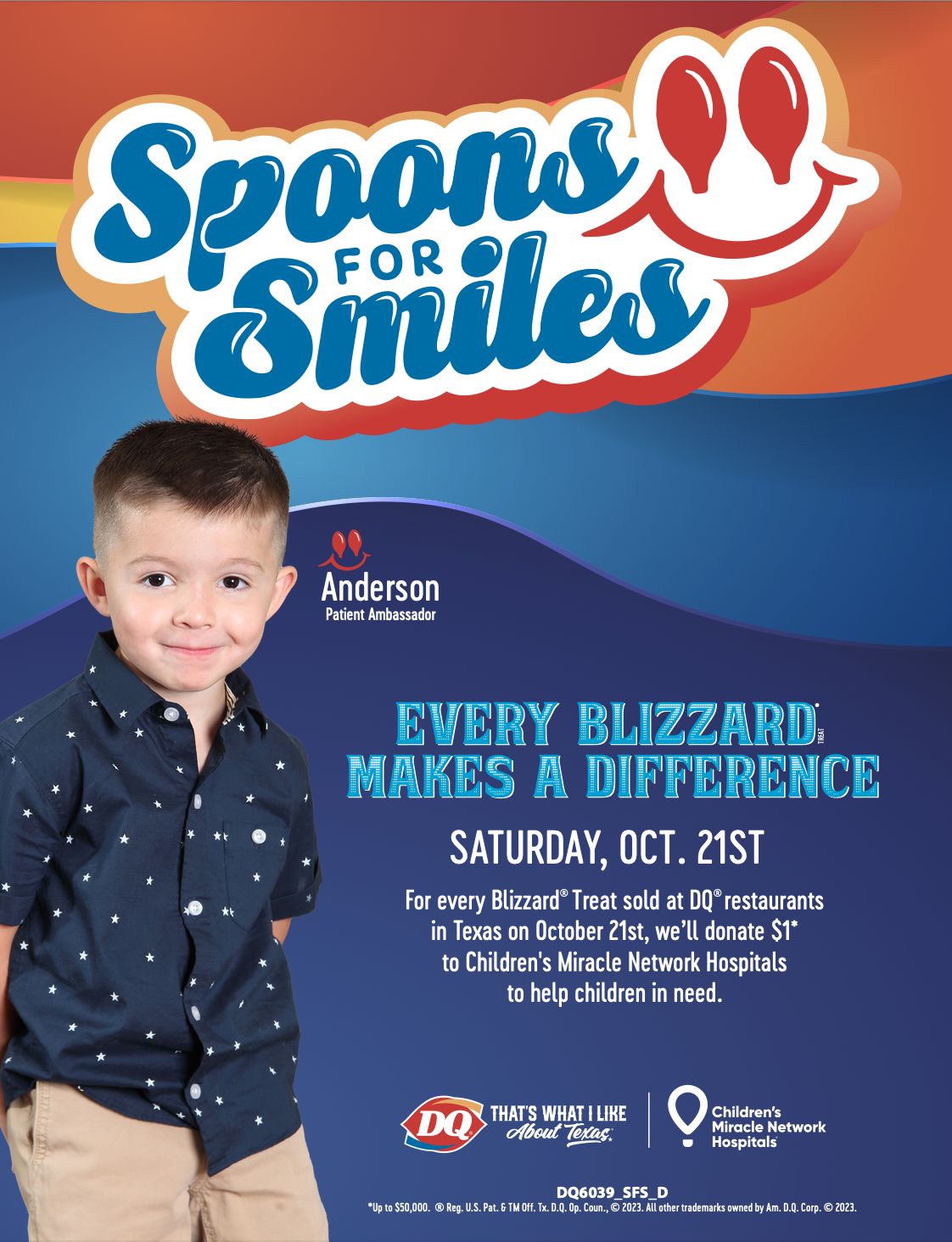Inspired by Kids, DQ Restaurants in Texas Launch "Spoons for Smiles" Benefiting Children's Miracle Network Hospitals Saturday, October 21 Inspired by Kids, DQ Restaurants in Texas Launch "Spoons for Smiles" Benefiting Children's Miracle Network Hospitals Saturday, October 21