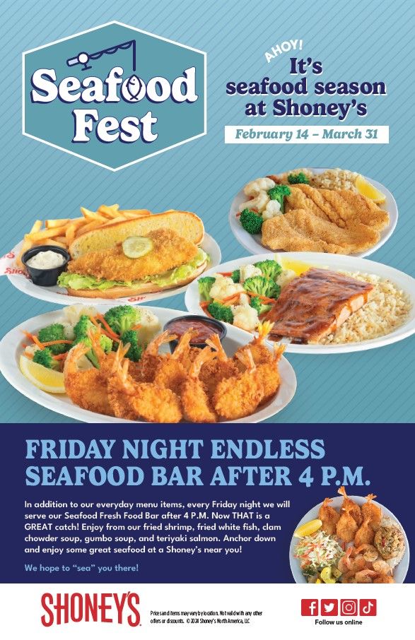 On a Ship of its Own Every Day for Those Who Love Seafood, Shoney's Amplifies its Offerings During the Lenten Season with its Annual Seafood Fest