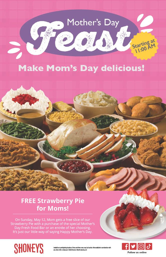Shoney's Will Treat All Moms to a FREE Slice of Strawberry Pie on Mother's Day and a Holiday Spread for the Ages