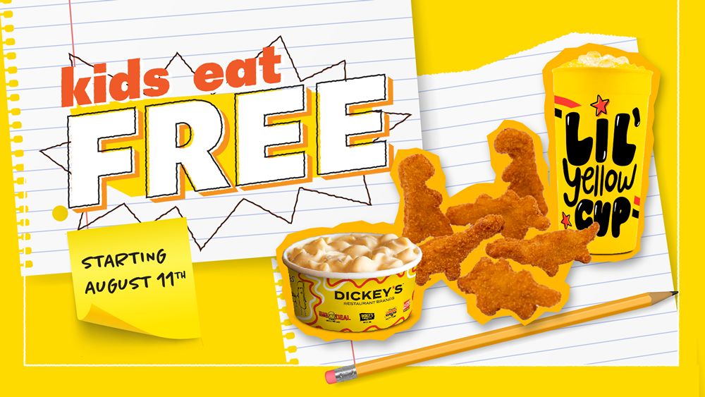 Dickey's Barbecue Pit Offers Kids Eat Free Nights Starting Aug. 11 Dickey's Barbecue Pit Offers Kids Eat Free Nights Starting Aug. 11