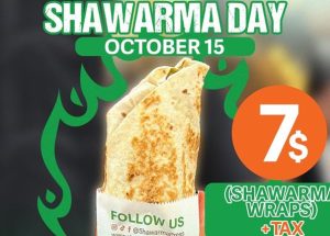 Shawarma Press Celebrates National Shawarma Day With $7 Shawarmas at All Locations on October 15