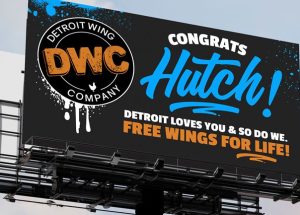 Detroit Wing Company Thanks Hutch with Free Wings For Life