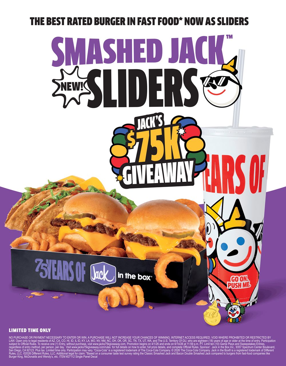 Jack in the Box Drops Smashed Jack Sliders Munchie Meal With Surprise Cups and a Chance to Win $75,000 Jack in the Box Drops Smashed Jack Sliders Munchie Meal With Surprise Cups and a Chance to Win $75,000