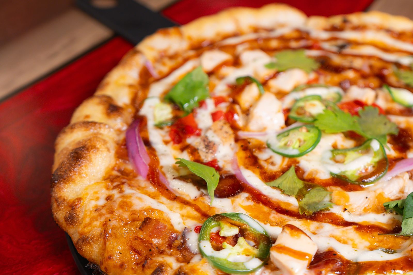 Downtown Flavortown BBQ Chicken Ranch Pizza Guy Fieri's Downtown Flavortown Myrtle Beach Now Open