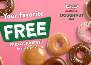 Krispy Kreme Celebrates National Doughnut Day this Friday with FREE Doughnut and $2 Original Glazed Dozen BOGO