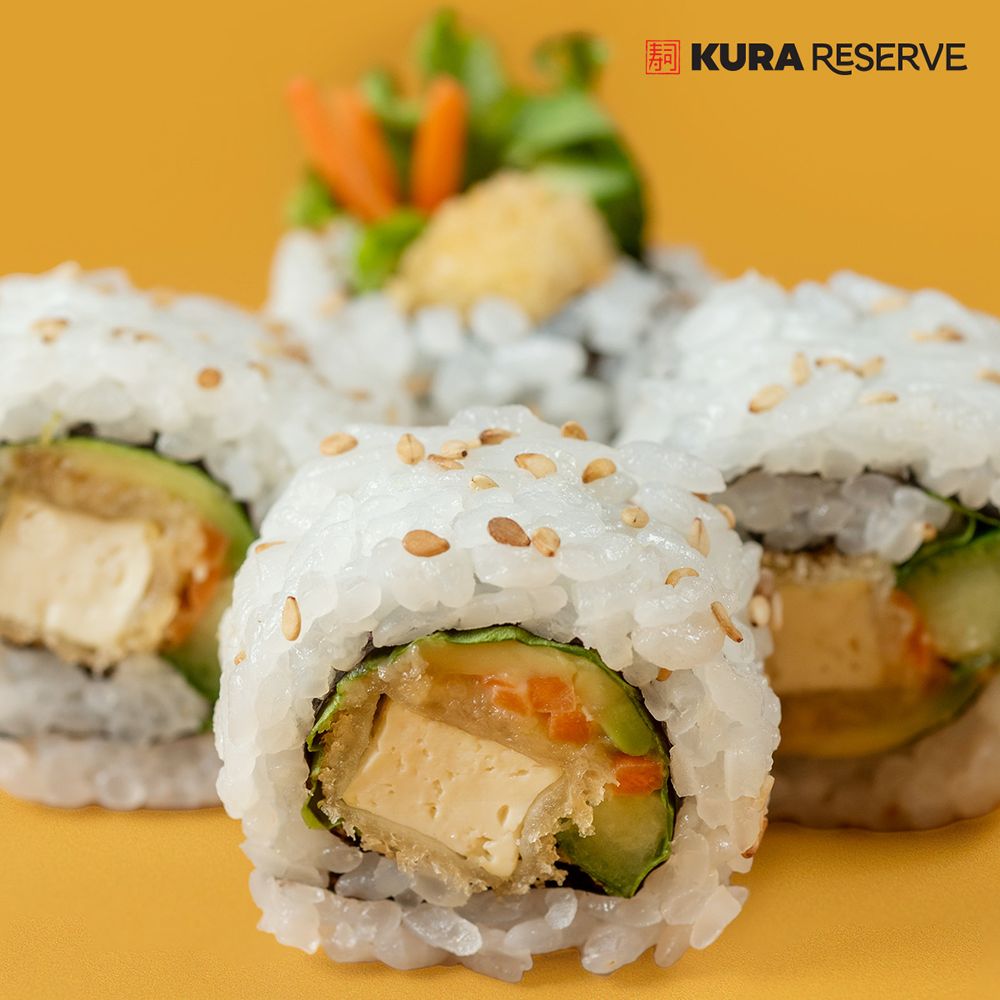 Kura Sushi USA Crispy Tofu Roll It's A Cool Summer: Kura Sushi USA Celebrates the Sunny Season with Ice Cream Floats, Debut of a New Kura Reserve Lineup with Hirame, and International Sushi Day Specials