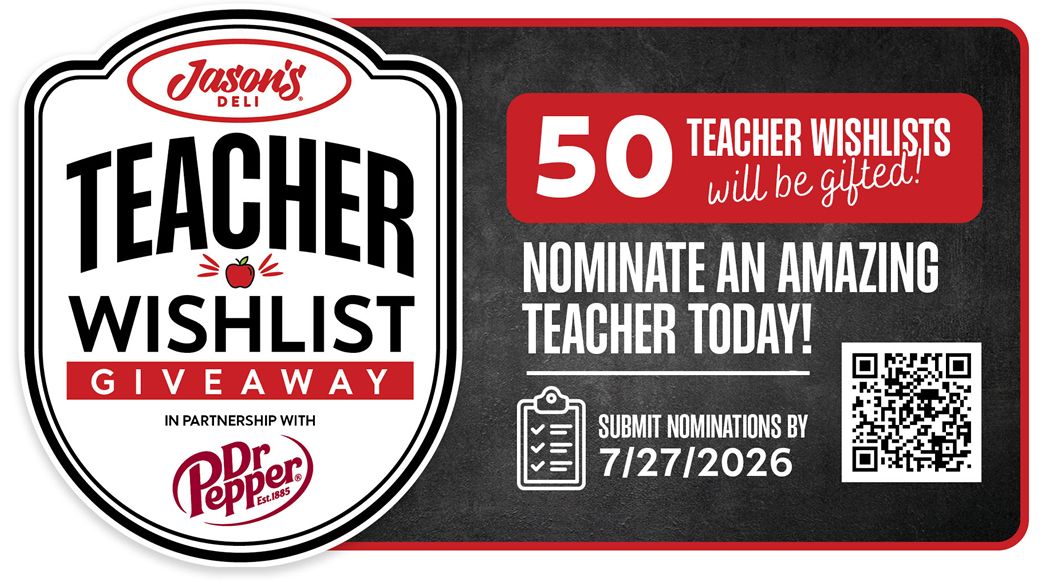 Jason's Deli Honors Educators by Fulfilling 50 Classroom Wish Lists Ahead of the New School Year Jason's Deli Honors Educators by Fulfilling 50 Classroom Wish Lists Ahead of the New School Year