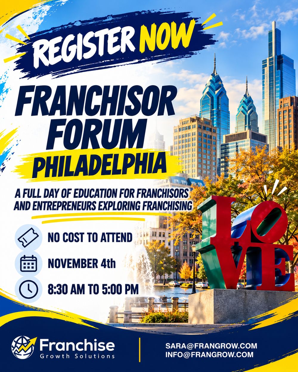 Franchise Growth Solutions Will Bring Business Owners, Emerging Franchisors, and Established Franchise Executives Together for the Philadelphia Franchisor Forum Franchise Growth Solutions Will Bring Business Owners, Emerging Franchisors, and Established Franchise Executives Together for the Philadelphia Franchisor Forum